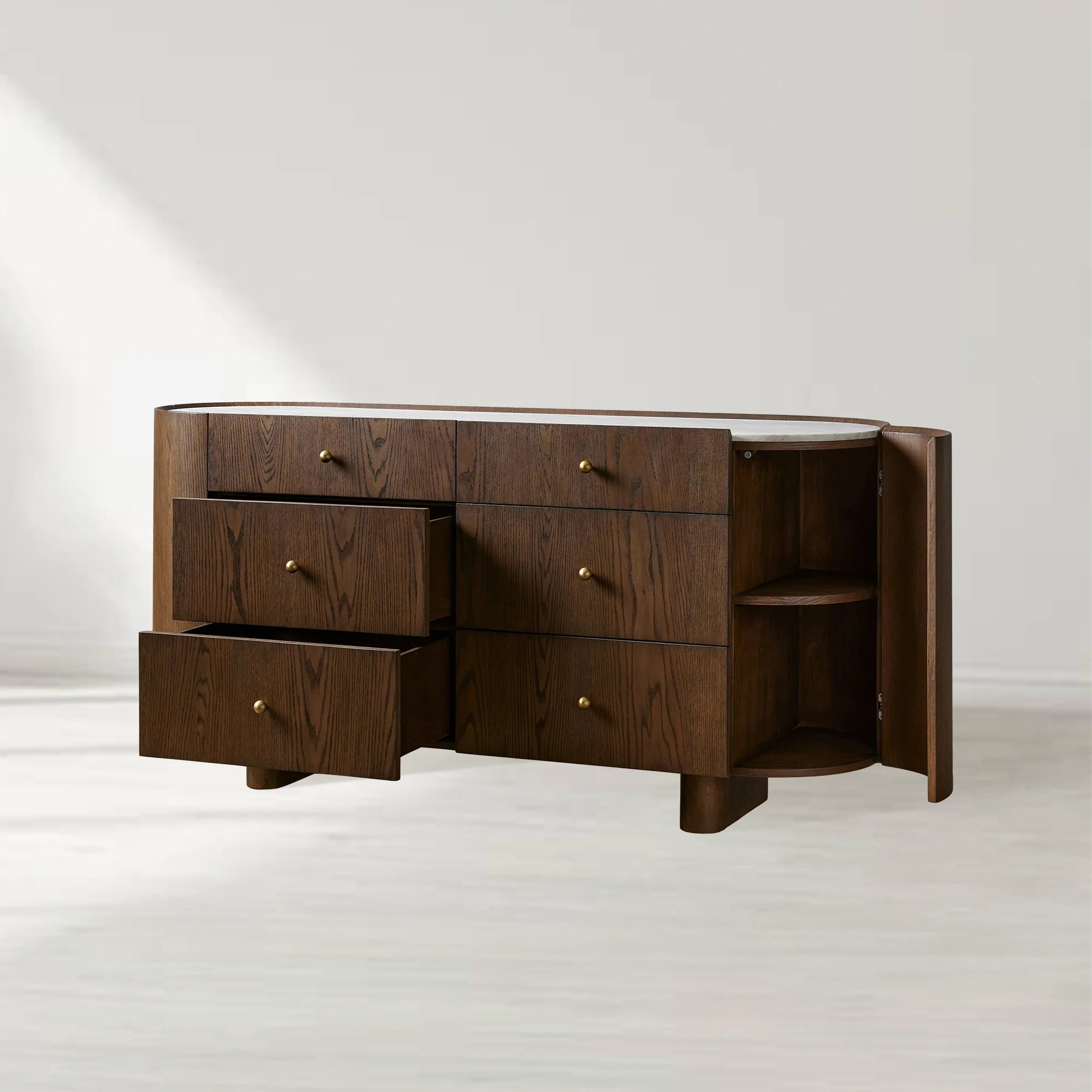 Ashbrook Marble Top Six-Drawer Dresser