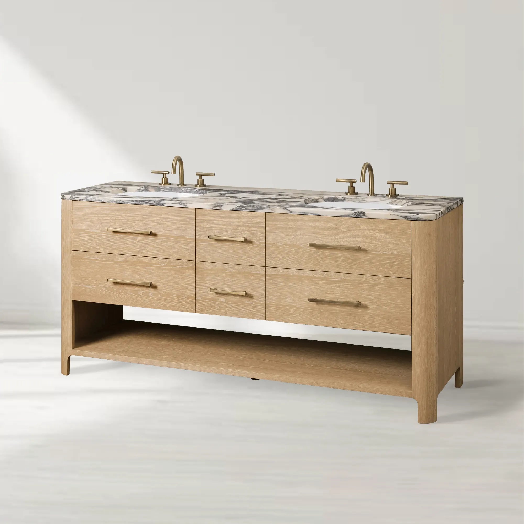 Calista Honed Stone Tops Double Vanity with Drawers