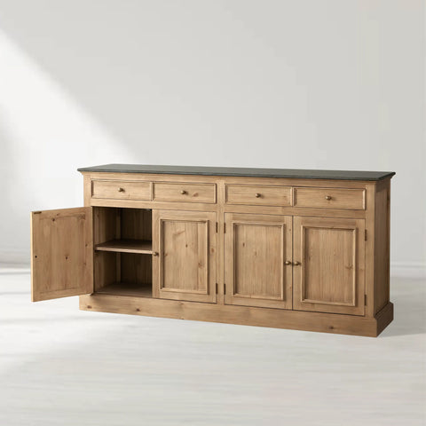 Kensington Buffet with Solid Pine Wood Base and Stone Top