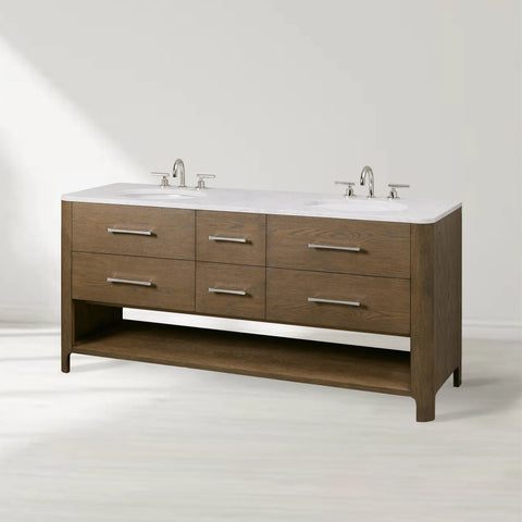 Calista Honed Stone Tops Double Vanity with Drawers