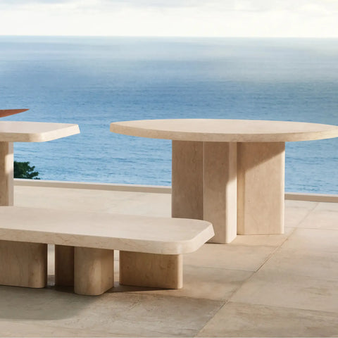 Cruz Outdoor Round Marble Dining Table