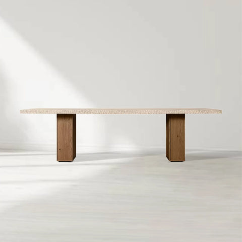 Lumi Japanese Rectangular Dining Table Turkish Travertine