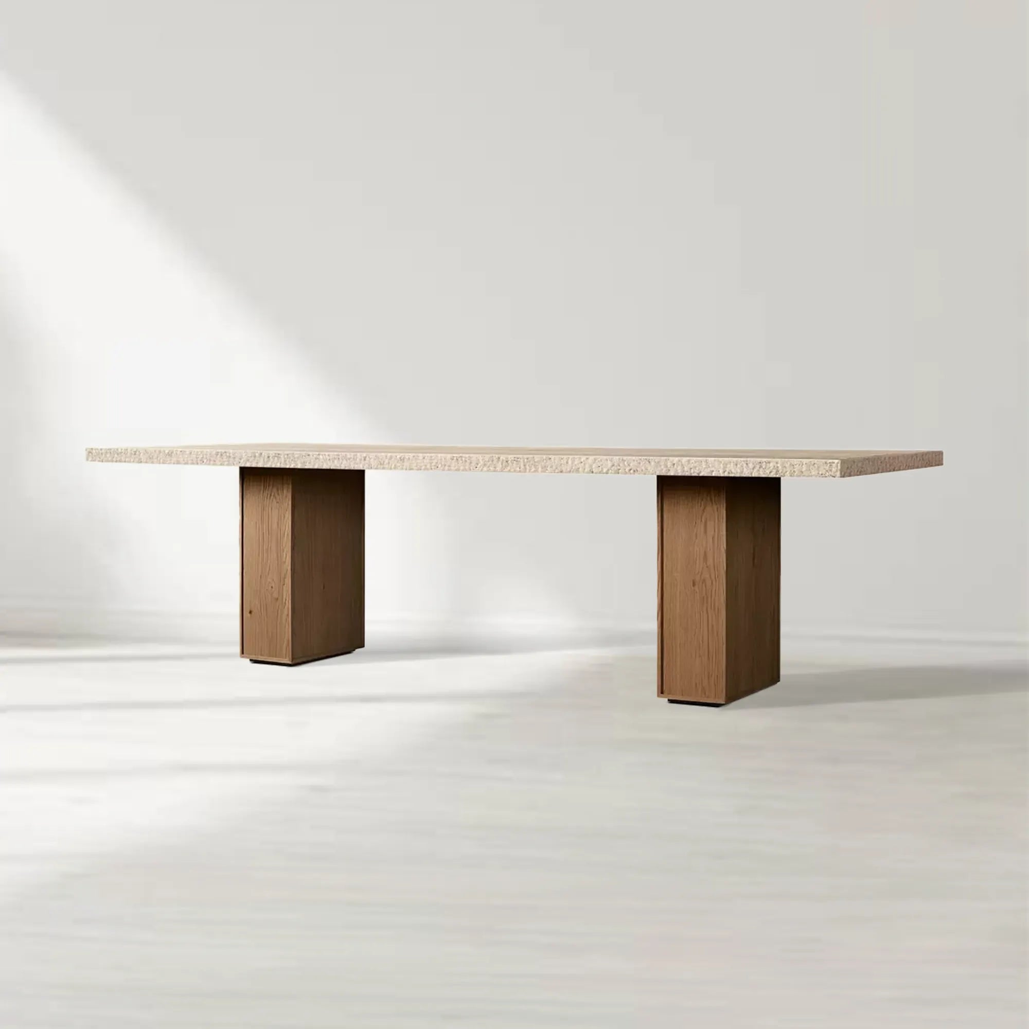 Lumi Japanese Rectangular Dining Table Turkish Travertine