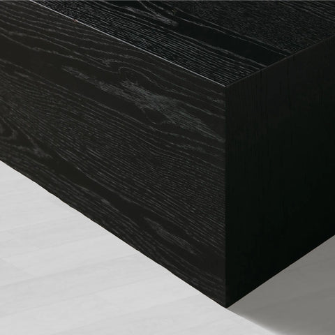 Sullivan Rectangular Oak Coffee Table Black Plinth Base Cocktail Table Wood Living Room Center Tea Table