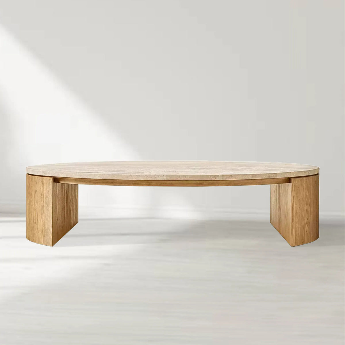 Mizu Round Turkish Travertine Top Coffee Table