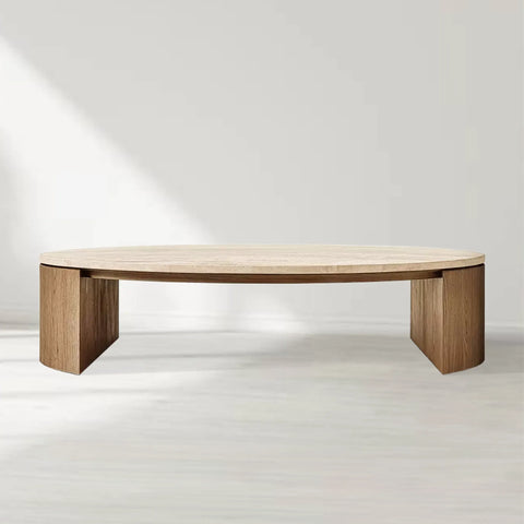 Mizu Round Turkish Travertine Top Coffee Table