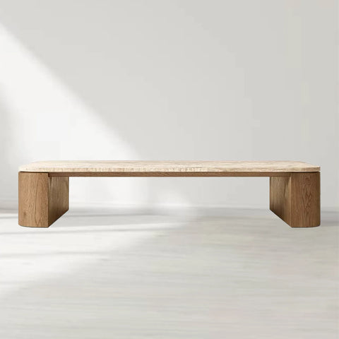 Mizu Rectangular Turkish Travertine Top Coffee Table