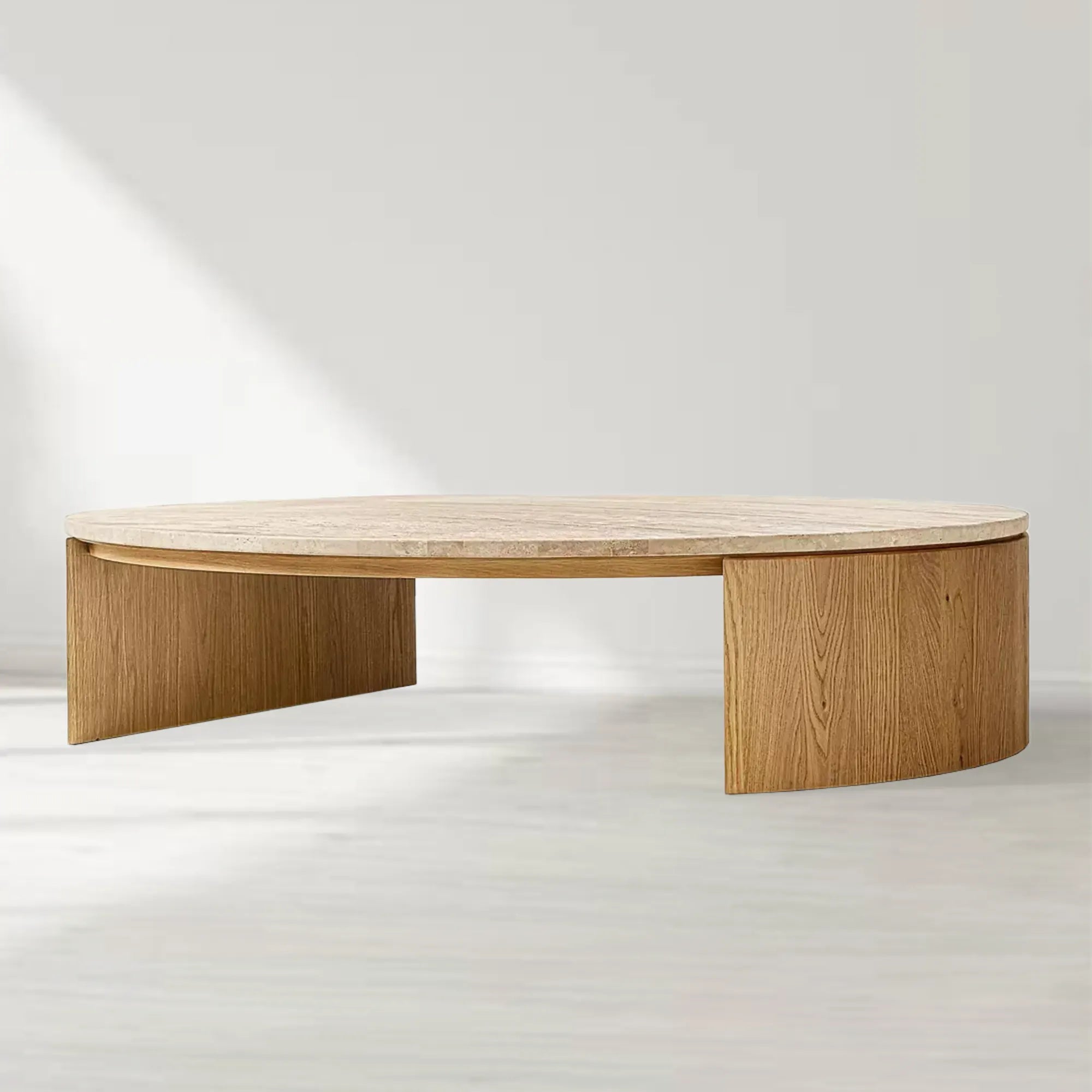 Mizu Round Turkish Travertine Top Coffee Table