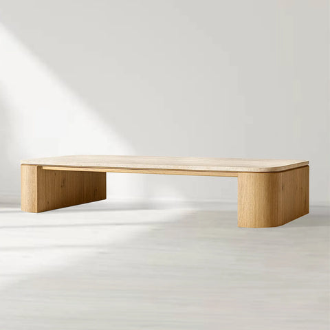 Mizu Rectangular Turkish Travertine Top Coffee Table