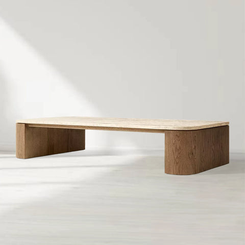 Mizu Rectangular Turkish Travertine Top Coffee Table