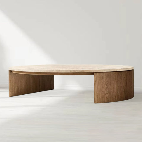 Mizu Round Turkish Travertine Top Coffee Table