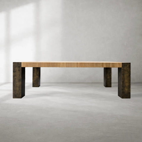 Telluride Oak Dining Table Rectangular Handcrafted Rustic Industrial Dining Furniture
