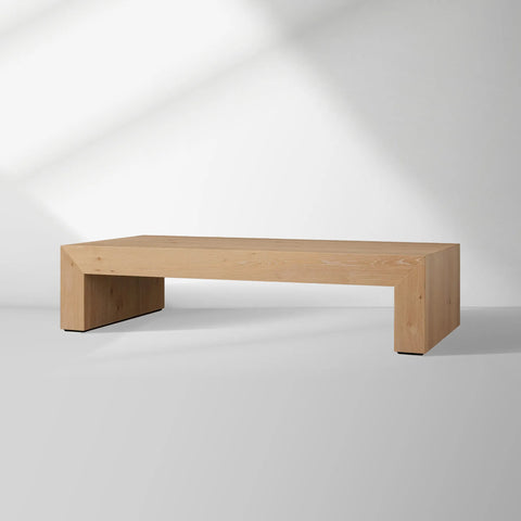 Sullivan Wood Waterfall Coffee Table Rectangle Rural Cocktail Table Oak Wood Center Tea Table