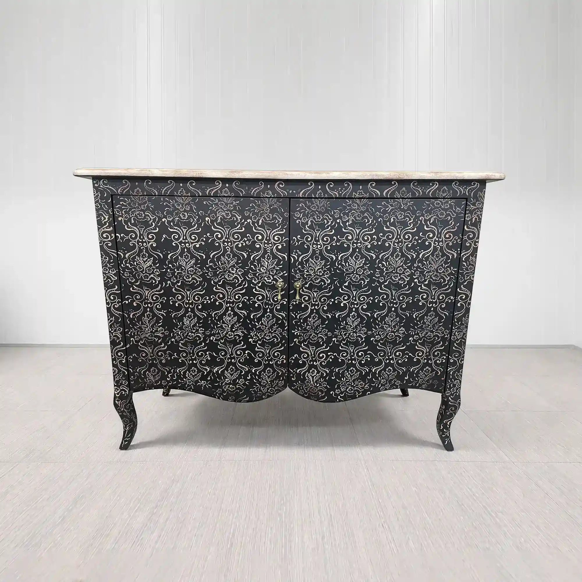 Amalfi Hand-Painted Sideboards Buffet Cabinet Wood Distressed Storage Cabinet