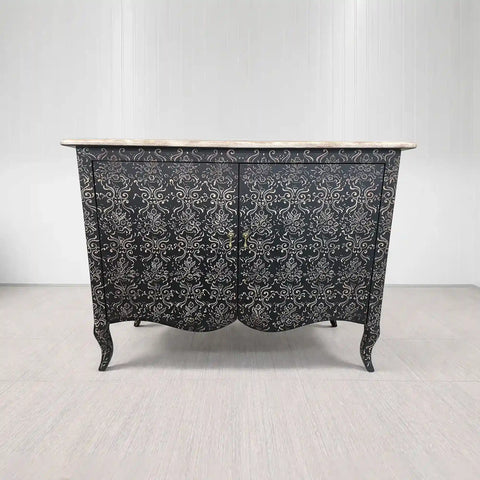 Amalfi Hand-Painted Sideboards Buffet Cabinet Wood Distressed Storage Cabinet