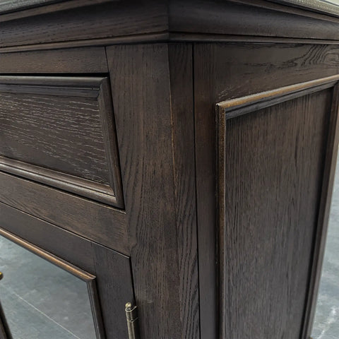 Kensington Glass Buffet Finnish Pine Wood Stone Top Vintage Dining