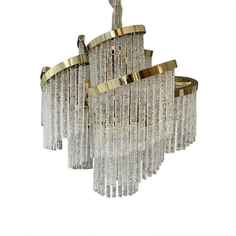 Designer Model Simple Light Luxury Creative Tiered Spiral Glass Chandelier for Living Room / Bedroom / Foyer