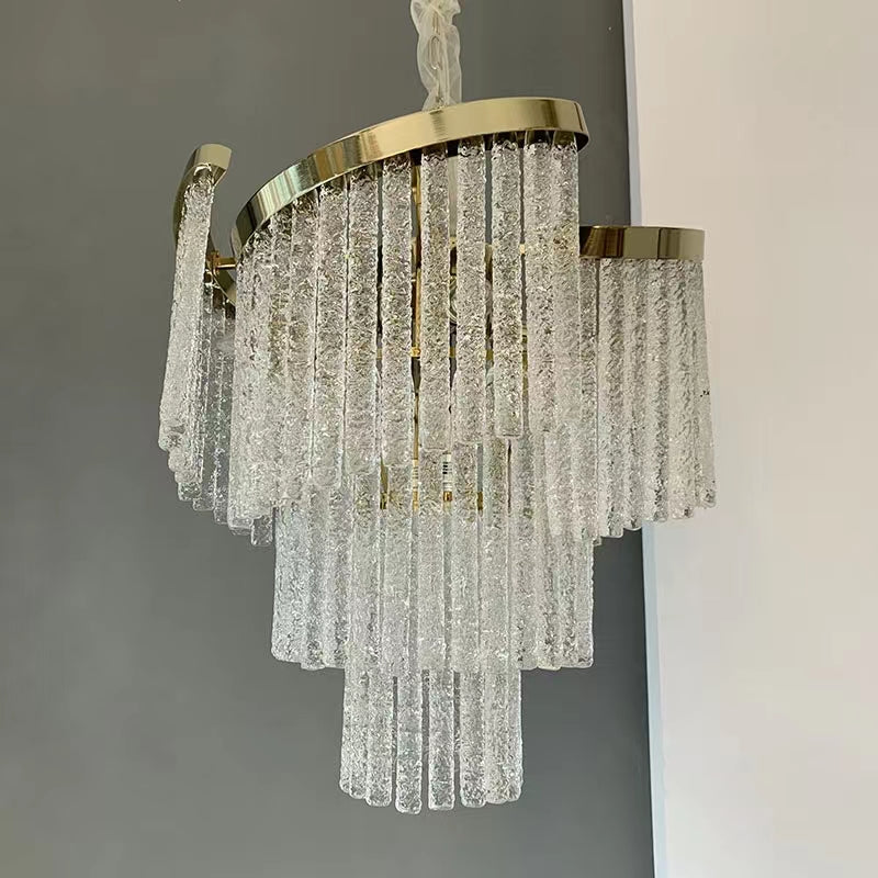 Designer Model Simple Light Luxury Creative Tiered Spiral Glass Chandelier for Living Room / Bedroom / Foyer
