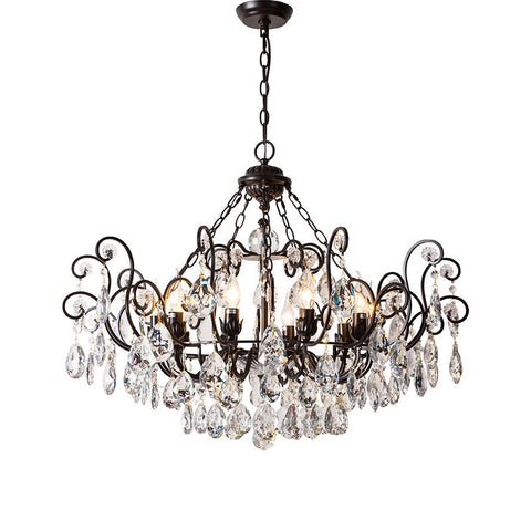 European Retro Light Luxury Crystal Pendant Electronic Candle Chandelier for Living Room / Dining Room / Bedroom