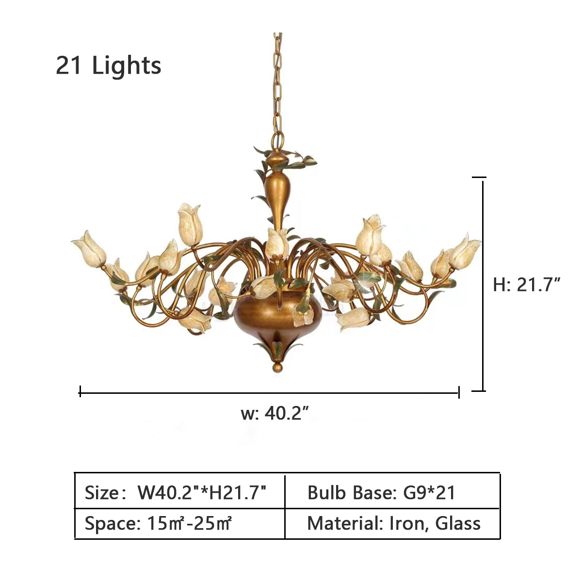 W40.2"*H21.7" chandelier,chandeliers,vintage,pendant,dining room,living room,iron,rose