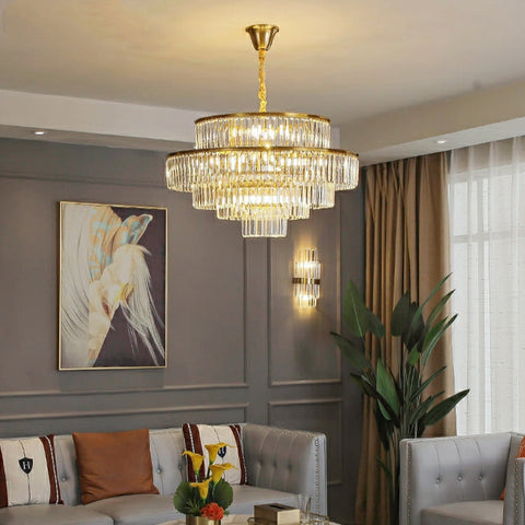 2022 New Style Round Crystal Chandelier Modern Gold Ceiling Light Fixture For Living/ Bedroom