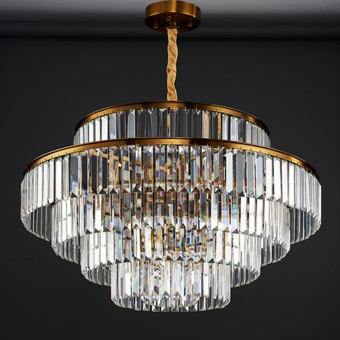 2022 New Style Round Crystal Chandelier Modern Gold Ceiling Light Fixture For Living/ Bedroom