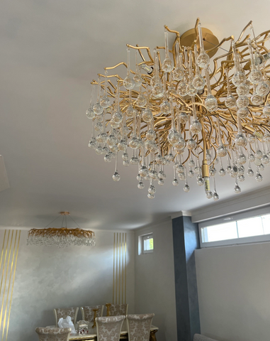 Stunning Tree Branch Crystal Chandelier With Clear Teardrop-shaped Glass Living/Dining Room Ceiling Lamp/Light