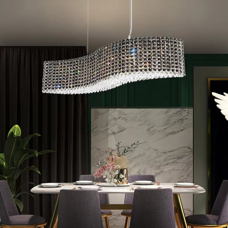 Oversized Luxury Curvilinear Crystal Pendant Chandelier for Dining Room/Kitchen Island/Living Room