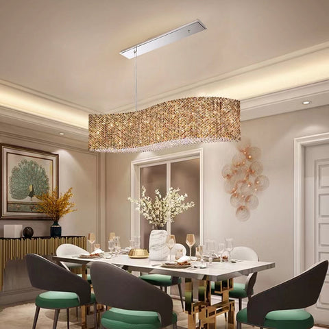 Oversized Luxury Curvilinear Crystal Pendant Chandelier for Dining Room/Kitchen Island/Living Room