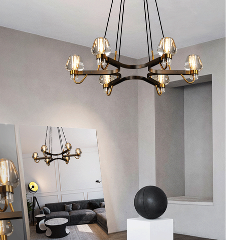 Brass,post-modern,industrial style, bulb, light luxury, 6 heads, glass, 8 heads,chandeliers, branch, pendants, Housegent, living room. bedroom, dining room, light,