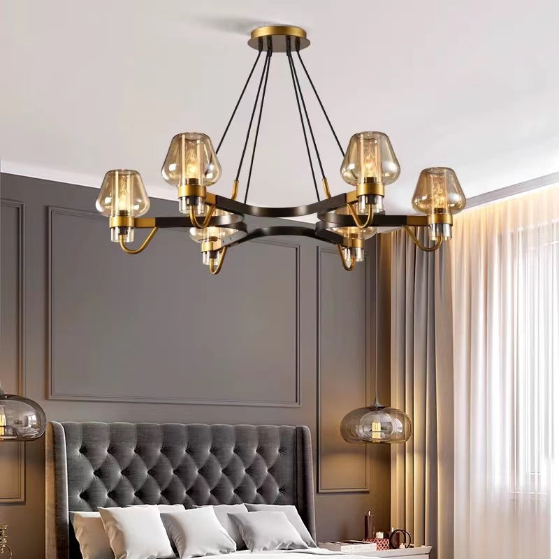 Brass,post-modern,industrial style, bulb, light luxury, 6 heads, glass, 8 heads,chandeliers, branch, pendants, Housegent, living room. bedroom, dining room, light,
