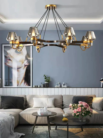 Post-modern Light Luxury Full Brass Chandelier for Living Room/Bedroom