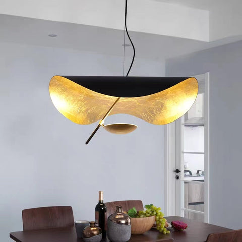 chandelier,chandeliers,gold,luxury,mushroom,hat,ceiling,flush mount,black,led,dining room,living room,huge,large,big,round,Lederam Manta Pendant