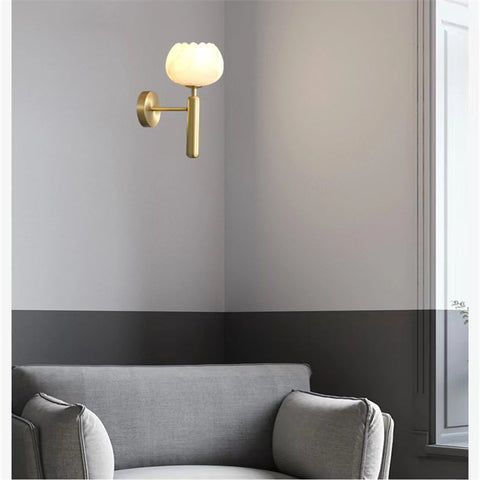 Tomos Modern Alabaster Globe Wall Sconce For Bedroom