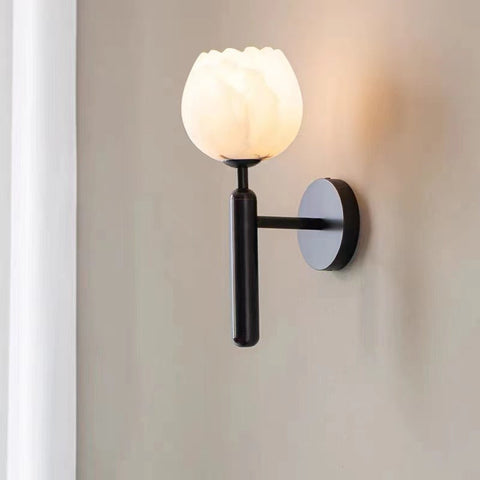 Antonia Modern Alabaster Globe Wall Sconce For Bedroom Wall Light Fixtures J-CHANDELIER Black  