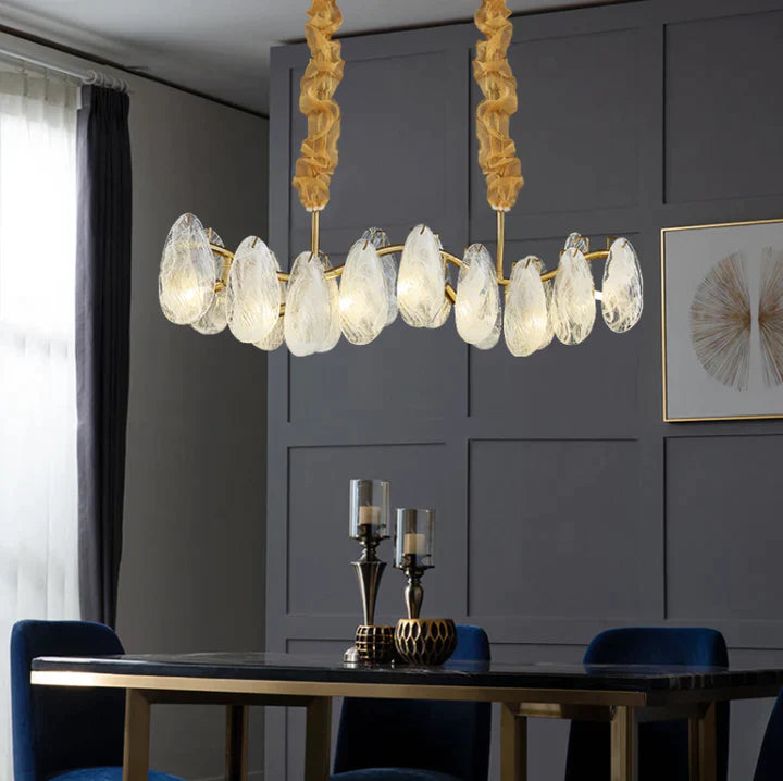 Post-modern Creative Art Cloud Glass Shell Suspension Chandelier Suit for Living & Dining Room, art design, ins celebrity, oval