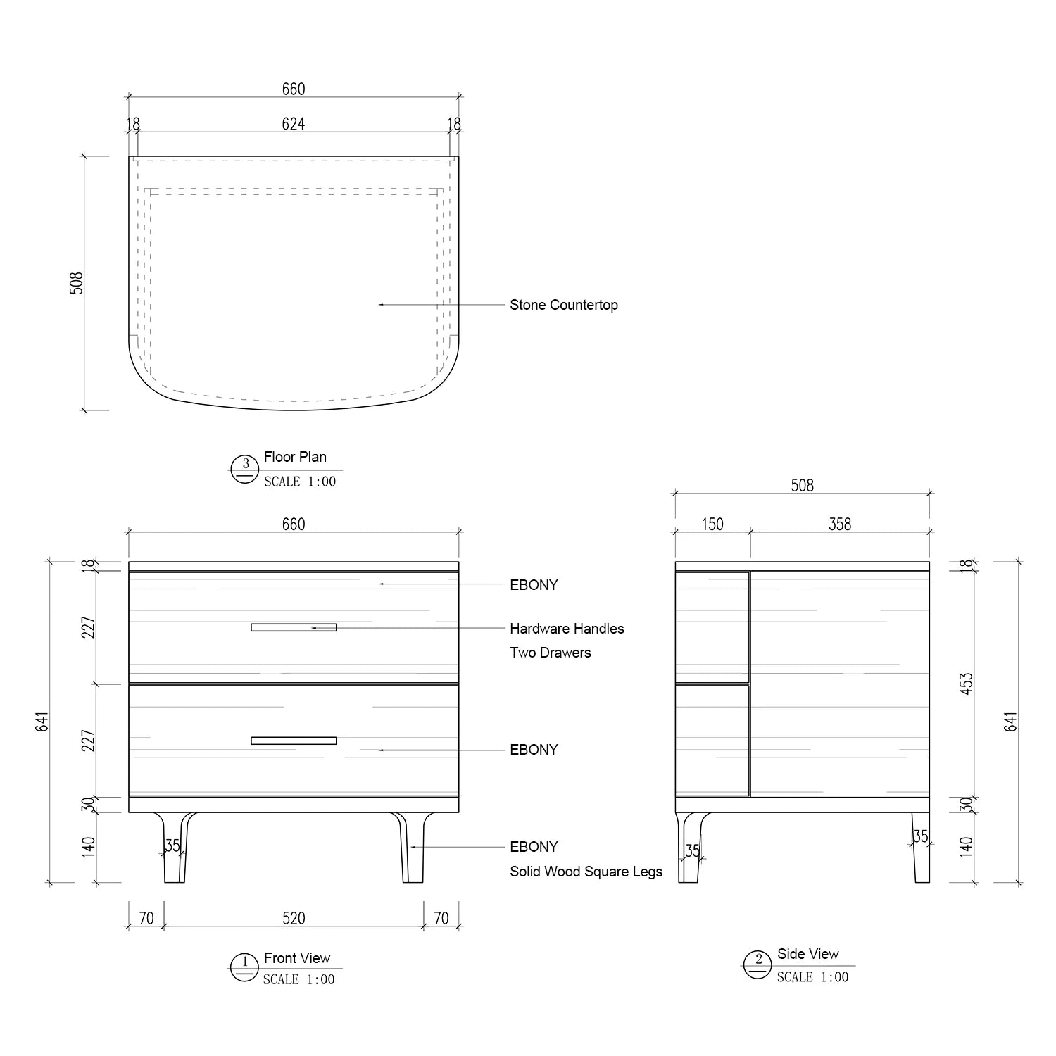 Danny Closed Nightstand