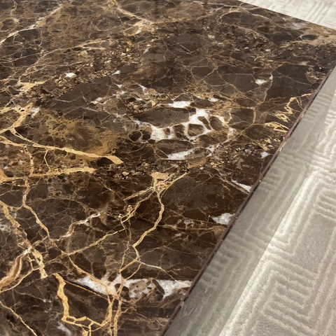 Luxury Sculptural Coffee Table Black & White High-Gloss Marble Finish