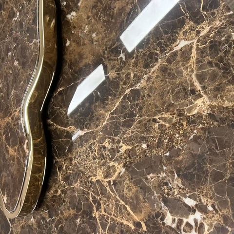 Luxury Sculptural Coffee Table Black & White High-Gloss Marble Finish