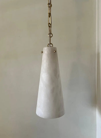 Contemporary Lucca Chandelier 202A-5 in Alabaster, 5-Light Vintage Alabaster Pendant Cluster