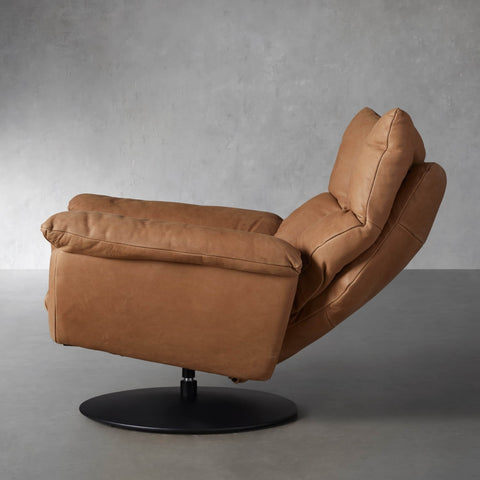 Deacon Leather Swivel Recliner & Ottoman