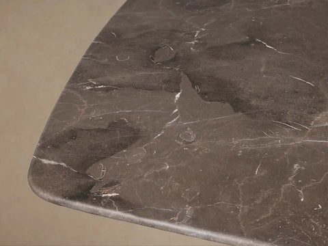 Saint Germain Natural Stone Marble Dining Table with Wood Toulouse Base