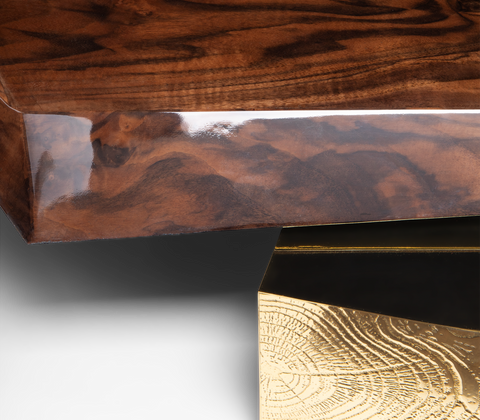 Black Faceted Sideboard Buffet Cabinet with Hidden Storage
