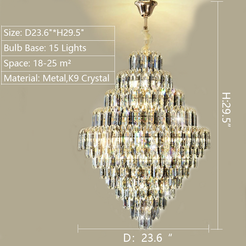 29.5inch Foyer Decorative Crystal Lighting Fixture Living Room Crystal Chandelier For Entrance Hallway Staircase Big House