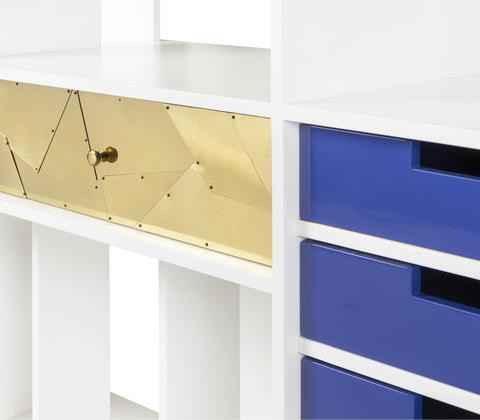 Brass Glass Hidden Storage Display Cabinet