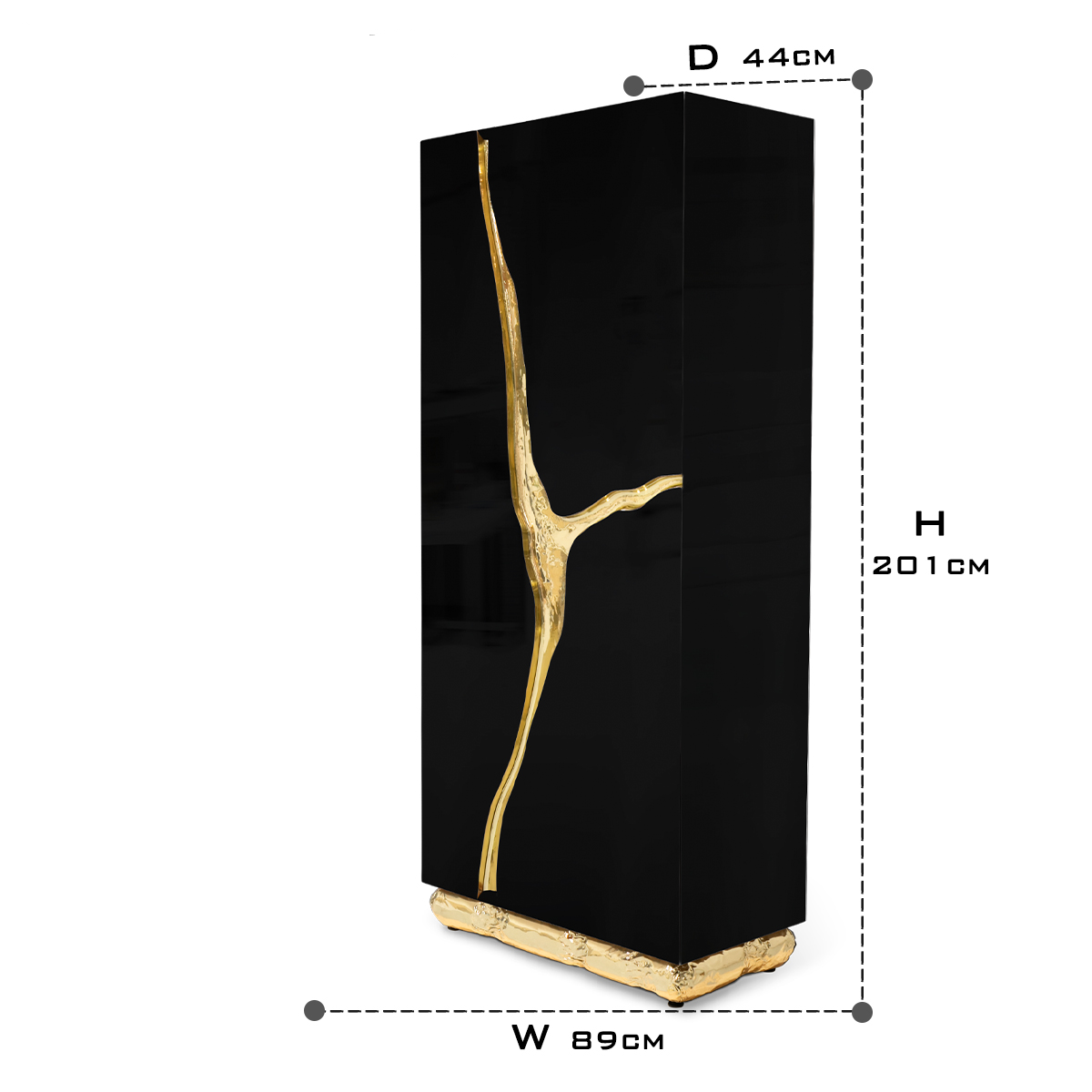 Walnut Brass Hidden Storage Display Cabinet Brass Accents