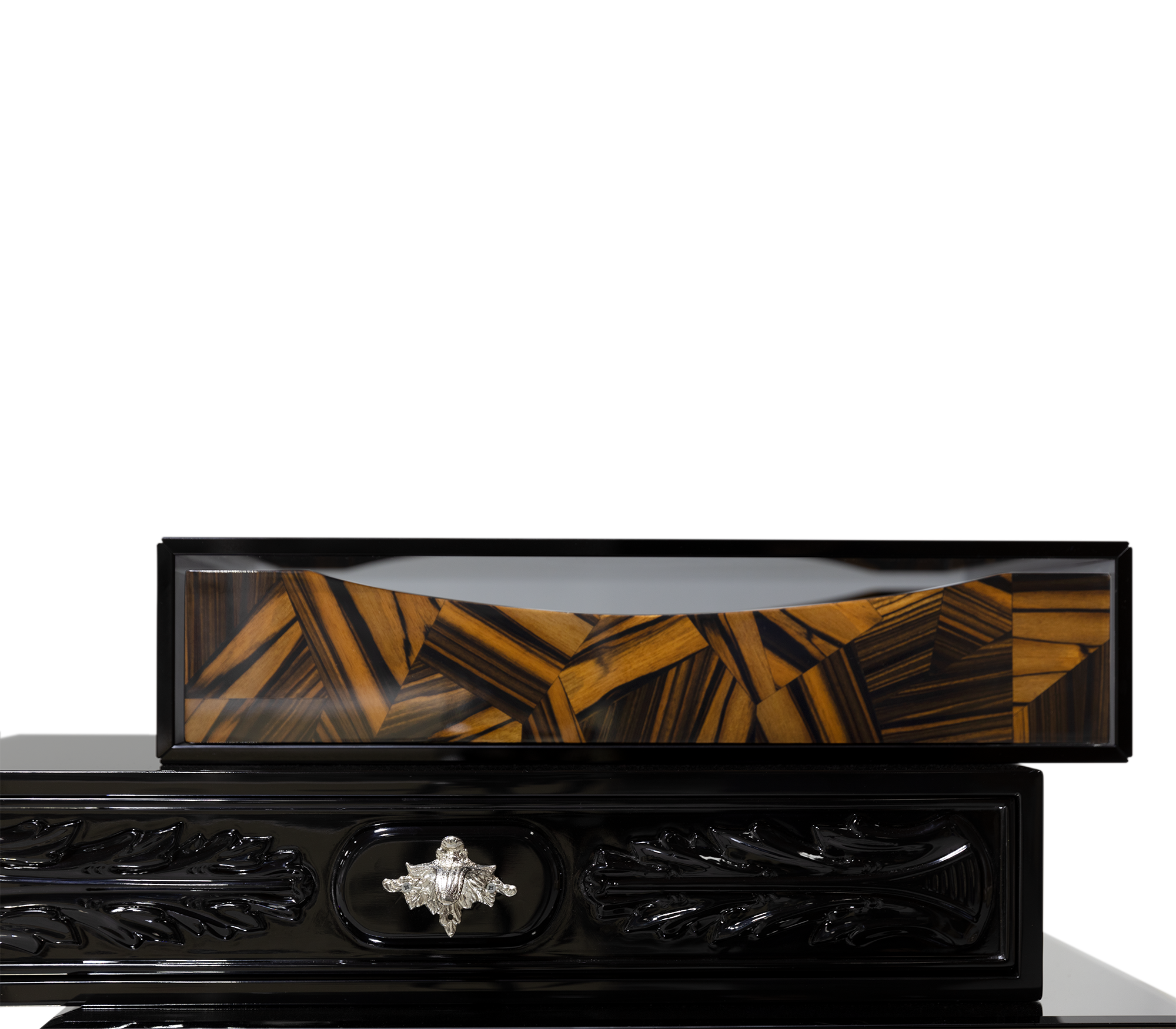 Walnut Brass Storage Drawers Chest of Drawers