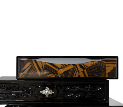 Walnut Brass Storage Drawers Chest of Drawers