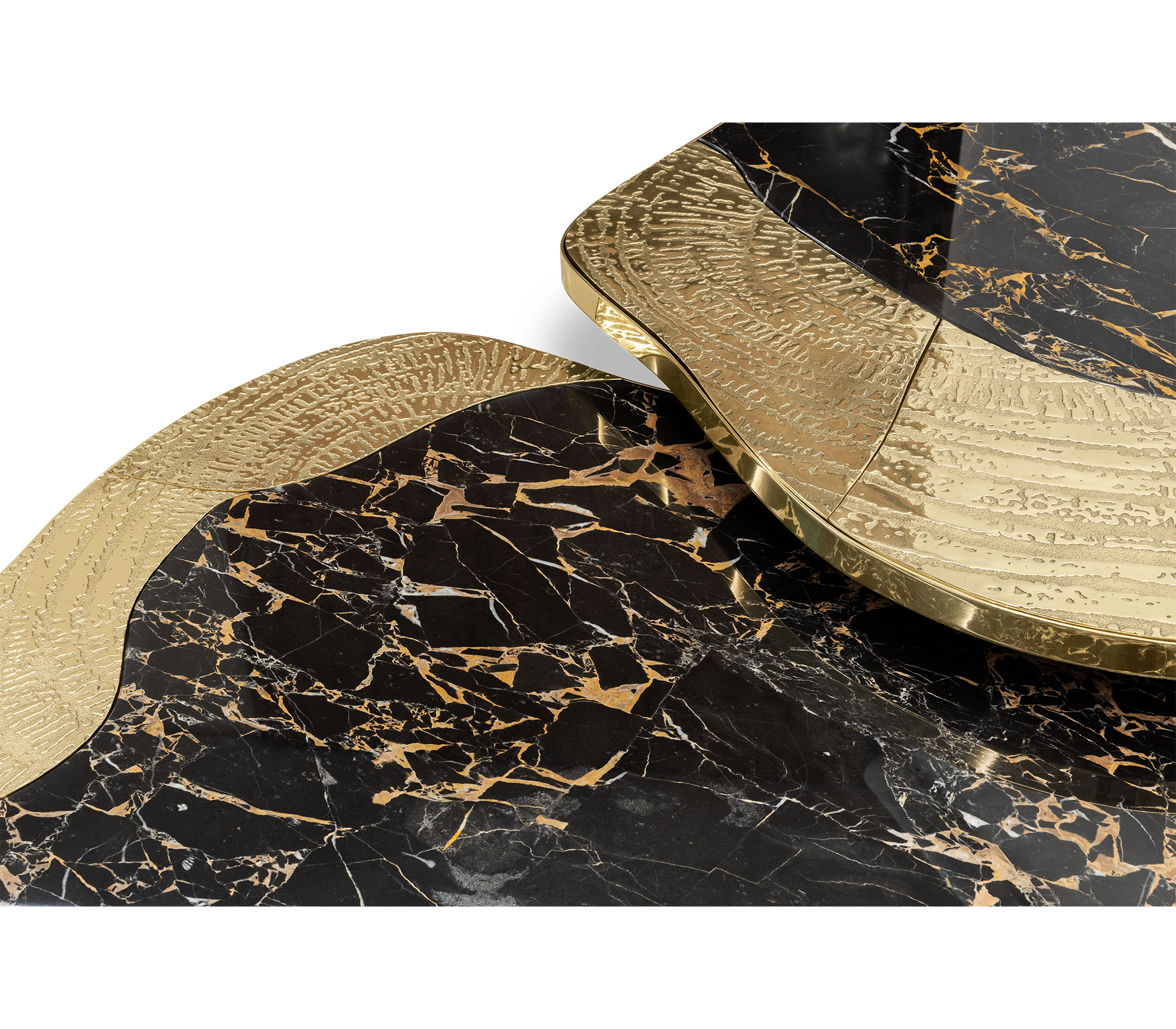 Stone Marble Black Sculptural Form Coffee Table