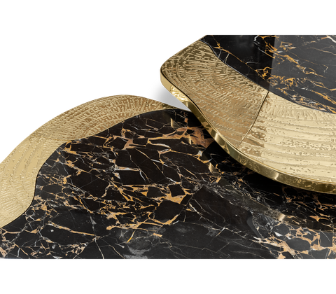 Stone Marble Black Sculptural Form Coffee Table